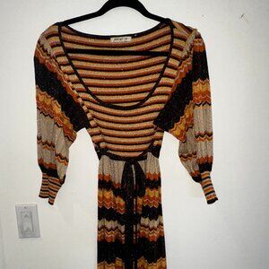 Arden B Women's Multicolor triped Knit Dress with Belt Size L